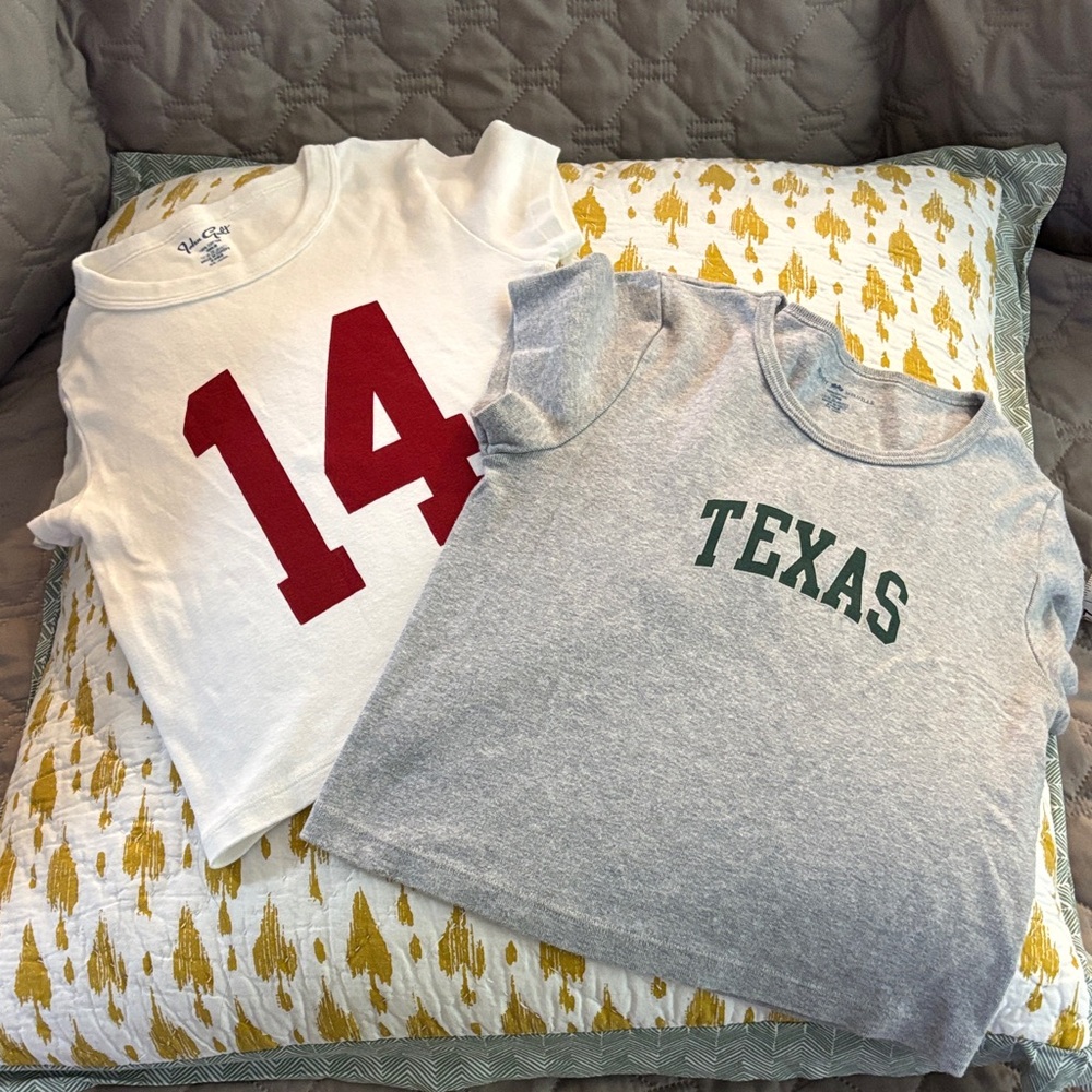 Bundle John Galt White '14' Tee & Brandy Melville Gray 'Texas' Short Sleeve Set